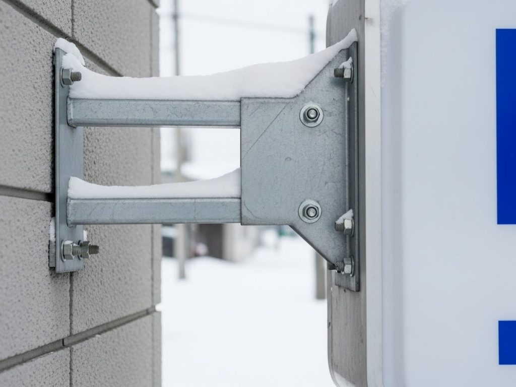 看板の接続部分のアップ